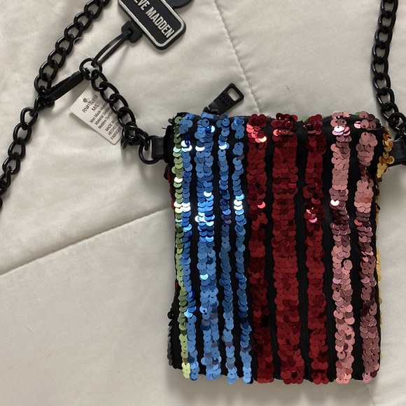 Steve Madden Sequin & Chain Belt Bag Med/Lrg New - Picture 3 of 5